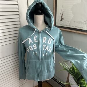 Aeropostale Hoodie Womens XL Blue Raised Speelout Logo Casual Athletic Mallcore